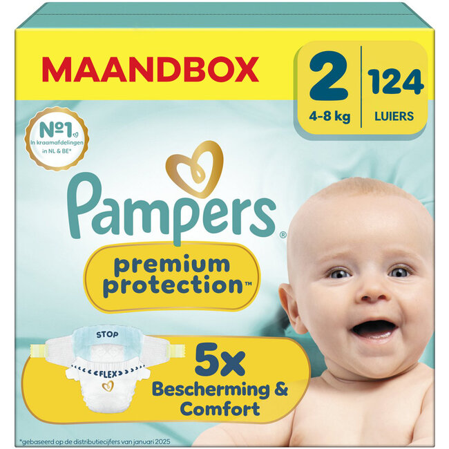 Pampers Pampers - Premium Protection - Maat 2 - Maandbox - 124 Stuks - 4-8 kg