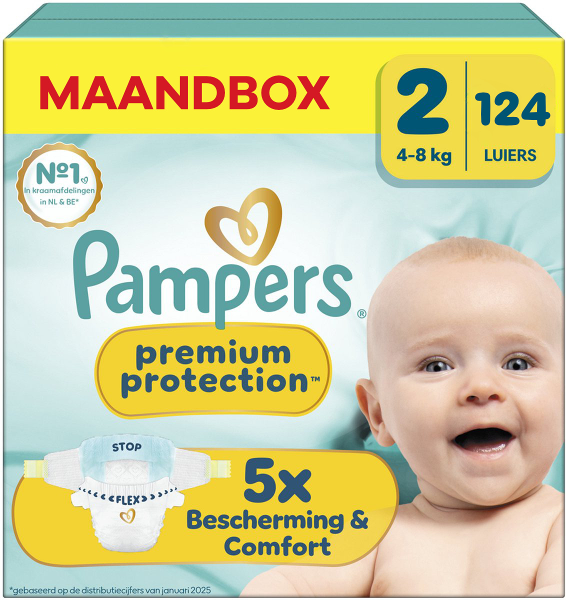 Pampers  Premium Protection - Maat 2 - Maandbox - 124 Stuks - 4-8 kg