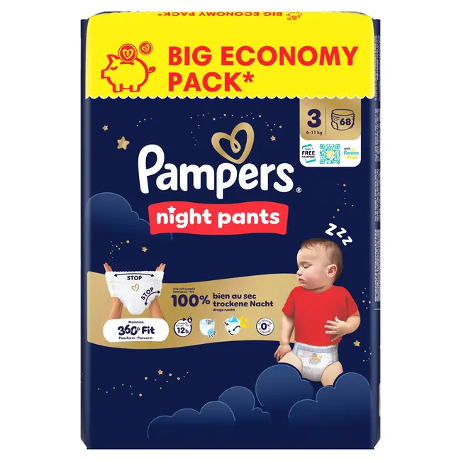 Pampers Pampers - Night Pants - Maat 3 - Mega Pack - 68 stuks - 6/11 KG