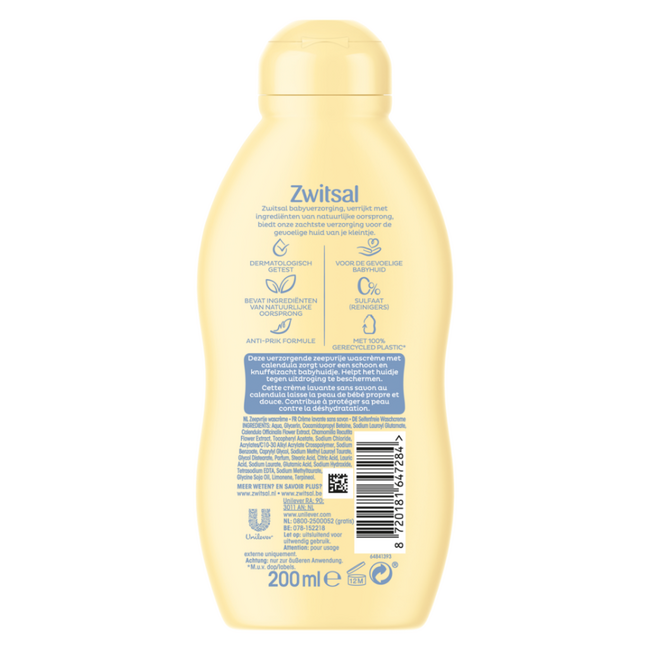 Zwitsal - Zeepvrije Wascreme - 6 x 200ml - Voordeelverpakking