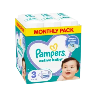 Pampers Pampers - Active Baby  - Maat 3 - Maandbox - 208 stuks - 6/10KG