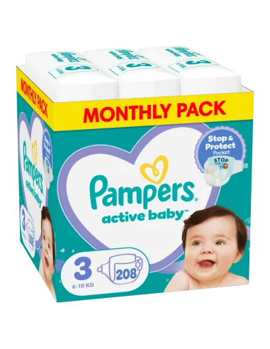 Pampers  Active Baby - Maat 3 - Maandbox - 208 stuks - 6/10KG