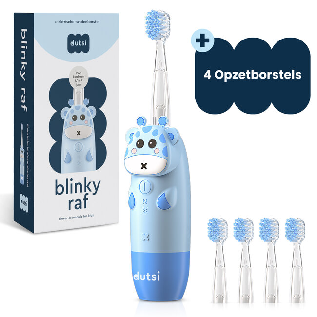 Dutsi - Elektrische Kindertandenborstel – Sonisch – Voor Kinderen tot 6 Jaar – Met Timer – Oplaadbaar – Extra Zachte Borstel – 4 Opzetborstels – Blauw