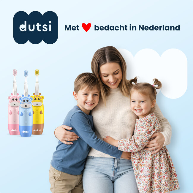 Dutsi - Elektrische Kindertandenborstel – Sonisch – Voor Kinderen tot 6 Jaar – Met Timer – Oplaadbaar – Extra Zachte Borstel – 4 Opzetborstels – Blauw