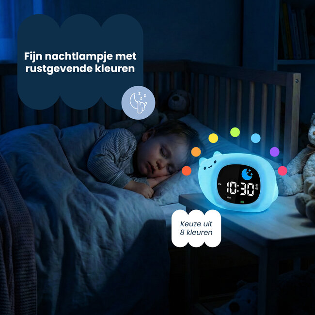 Dutsi - Sleepy Luna - 3-in-1 Slaaptrainer Katje – Slaapwekker - Nachtlampje - White Noise