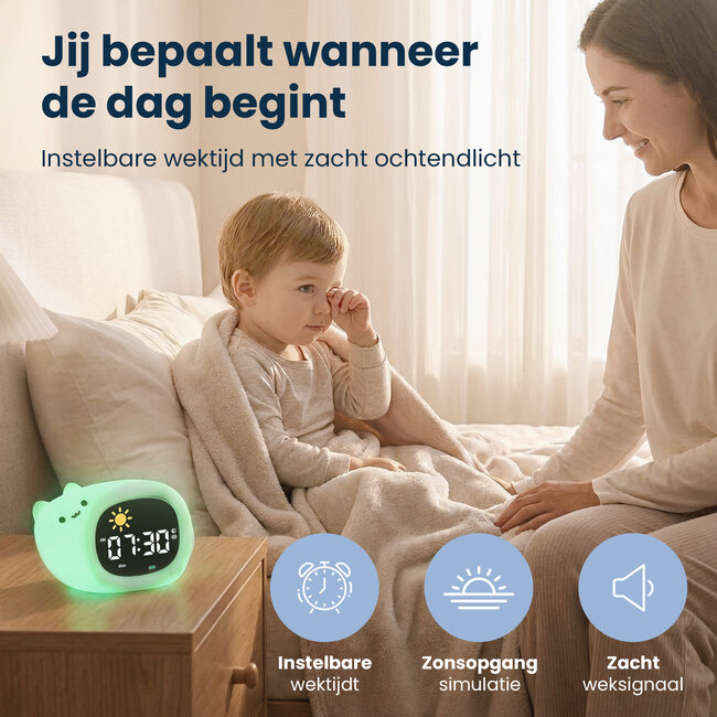 Dutsi - Sleepy Luna - 3-in-1 Slaaptrainer Katje – Slaapwekker - Nachtlampje - White Noise