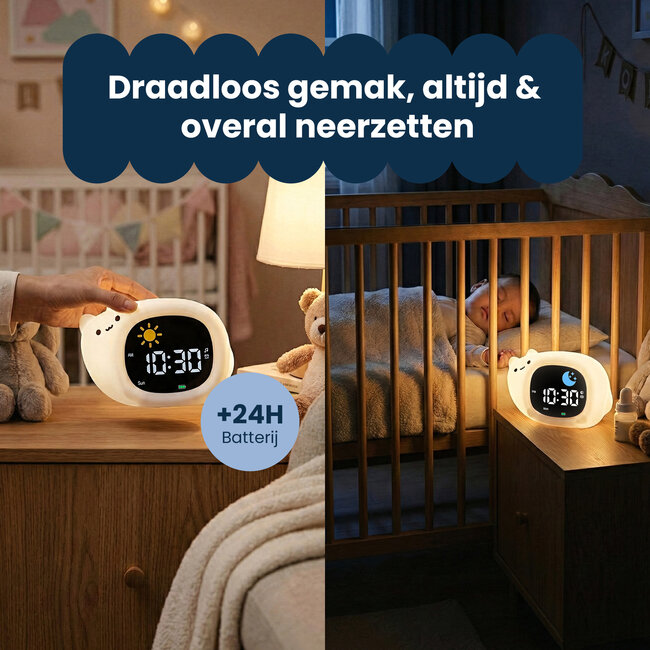 Dutsi - Sleepy Luna - 3-in-1 Slaaptrainer Katje – Slaapwekker - Nachtlampje - White Noise