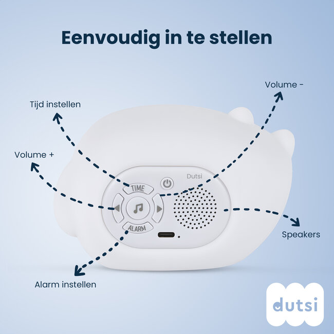 Dutsi - Sleepy Luna - 3-in-1 Slaaptrainer Katje – Slaapwekker - Nachtlampje - White Noise