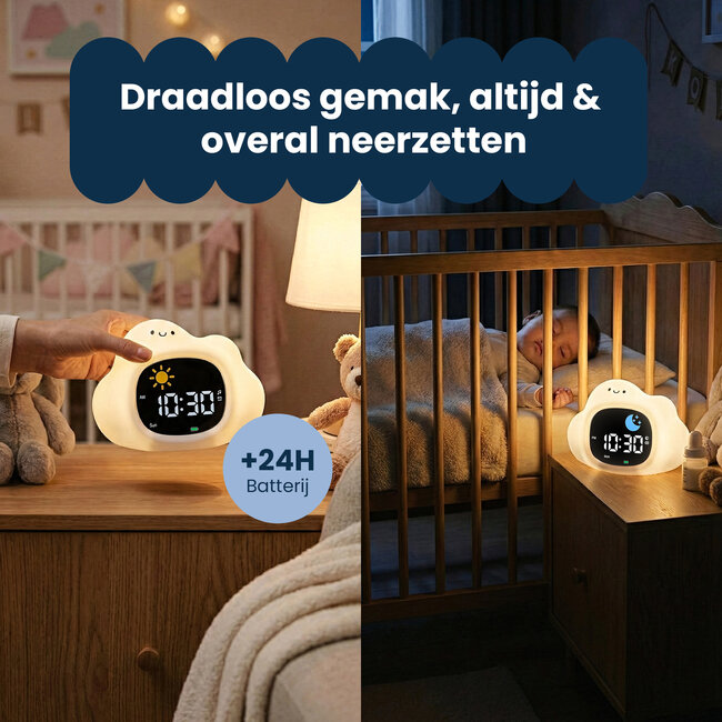 Dutsi - Sleepy Luna - 3-in-1 Slaaptrainer Wolkje - Slaapwekker - Nachtlampje - White Noise