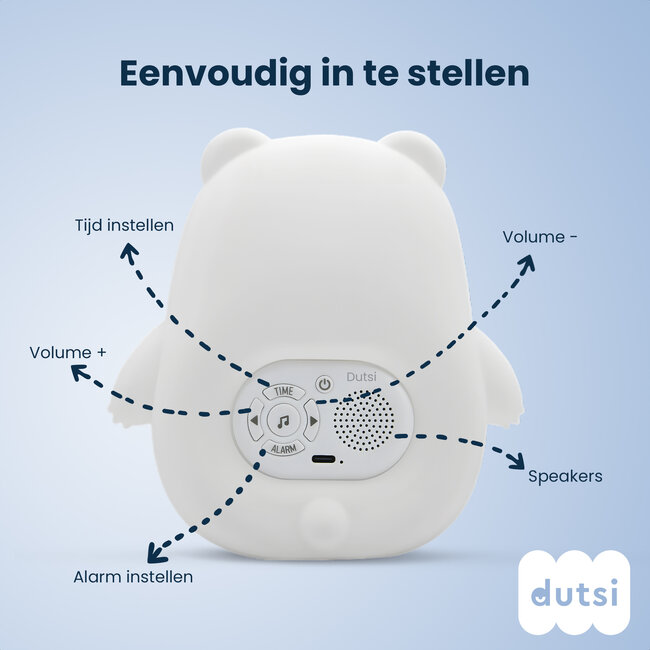 Dutsi - Sleepy Luna - 3-in-1 Slaaptrainer Ijsbeer - Slaapwekker - Nachtlampje - White Noise