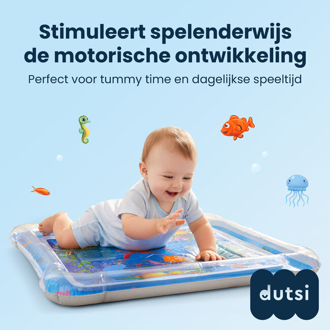 Dutsi - Waterspeelmat Baby - Watermat - Stimuleert Motorische Ontwikkeling - BPA Vrij & Lekvrij - Kraamcadeau - 66x51cm – Blauw