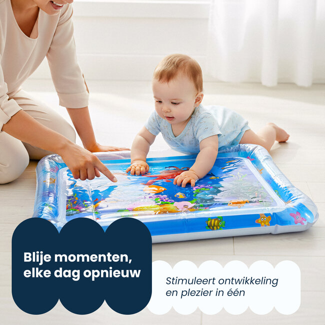 Dutsi - Waterspeelmat Baby - Watermat - Stimuleert Motorische Ontwikkeling - BPA Vrij & Lekvrij - Kraamcadeau - 66x51cm – Blauw