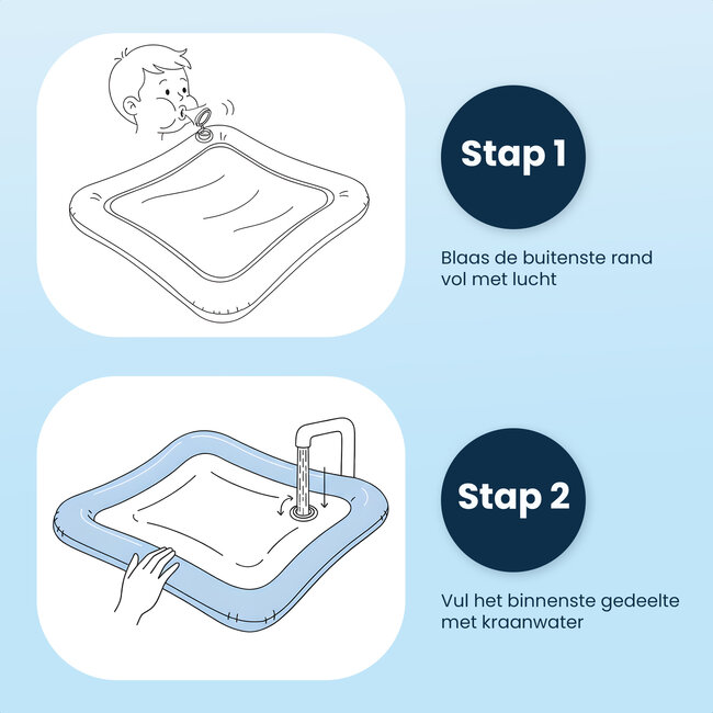 Dutsi - Waterspeelmat Baby - Watermat - Stimuleert Motorische Ontwikkeling - BPA Vrij & Lekvrij - Kraamcadeau - 66x51cm – Blauw