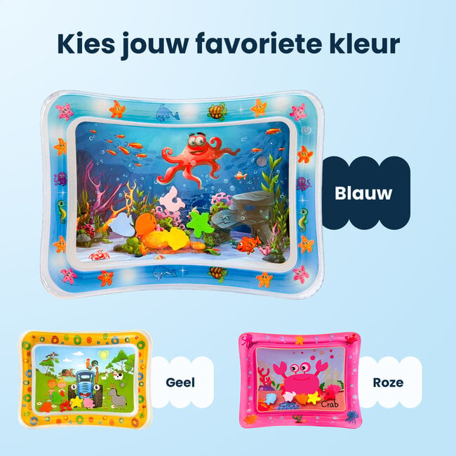 Dutsi - Waterspeelmat Baby - Watermat - Stimuleert Motorische Ontwikkeling - BPA Vrij & Lekvrij - Kraamcadeau - 66x51cm – Blauw