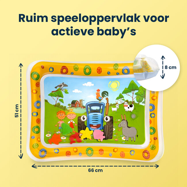 Dutsi - Waterspeelmat Baby - Watermat - Stimuleert Motorische Ontwikkeling - BPA Vrij & Lekvrij - Kraamcadeau - 66x51cm – Geel