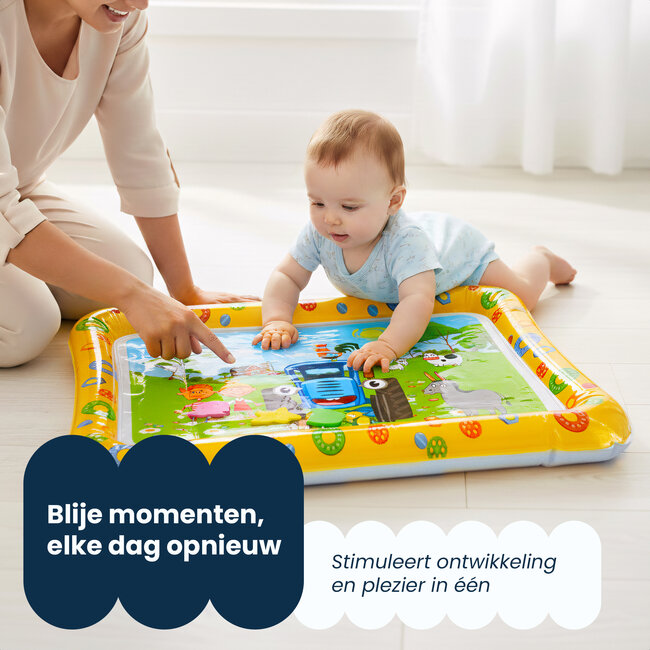 Dutsi - Waterspeelmat Baby - Watermat - Stimuleert Motorische Ontwikkeling - BPA Vrij & Lekvrij - Kraamcadeau - 66x51cm – Geel