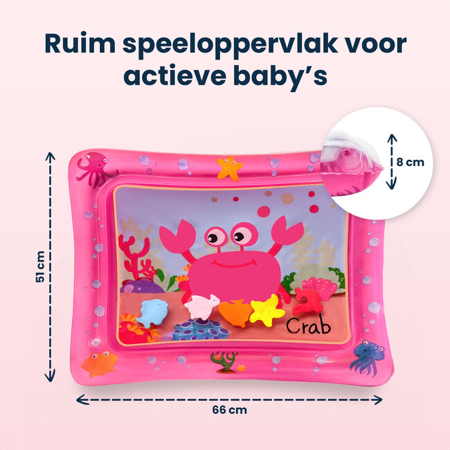 Dutsi - Waterspeelmat Baby - Watermat - Stimuleert Motorische Ontwikkeling - BPA Vrij & Lekvrij - Kraamcadeau - 61x50cm – Roze