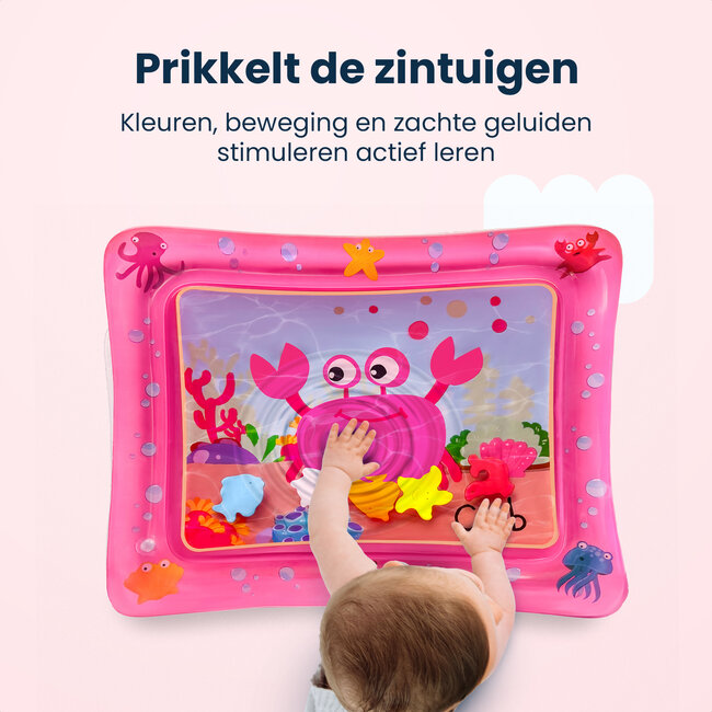Dutsi - Waterspeelmat Baby - Watermat - Stimuleert Motorische Ontwikkeling - BPA Vrij & Lekvrij - Kraamcadeau - 61x50cm – Roze