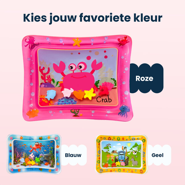Dutsi - Waterspeelmat Baby - Watermat - Stimuleert Motorische Ontwikkeling - BPA Vrij & Lekvrij - Kraamcadeau - 61x50cm – Roze