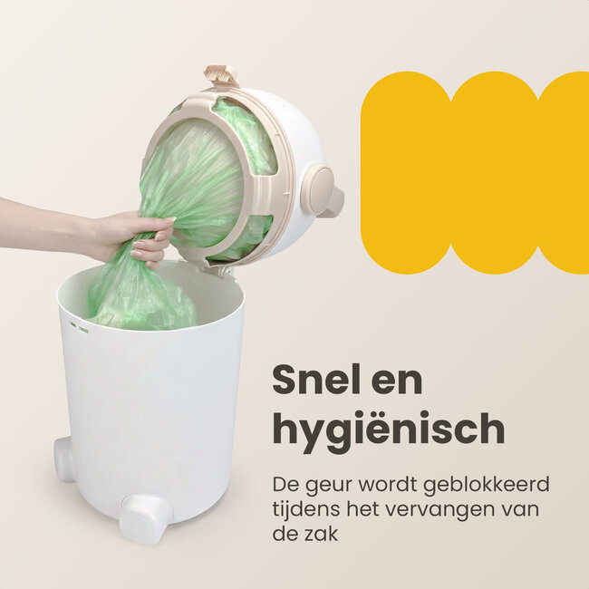 Dutsi - Luieremmer PLUS – 100% Geurvrij & Extra Stabiel – 10L inhoud - Incl. 40 Zakjes - Beige/Taupe