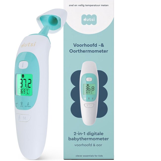 Dutsi Dutsi Thermometer - Oorthermometer & Voorhoofd Thermometer - Digitale Koortsthermometer voor Baby & Volwassene - Snel & Nauwkeurig - Inclusief batterijen