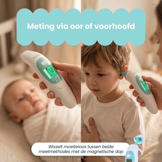 Dutsi Thermometer - Oorthermometer & Voorhoofd Thermometer - Digitale Koortsthermometer voor Baby & Volwassene - Snel & Nauwkeurig - Inclusief batterijen