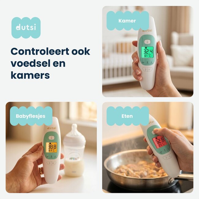 Dutsi Thermometer - Oorthermometer & Voorhoofd Thermometer - Digitale Koortsthermometer voor Baby & Volwassene - Snel & Nauwkeurig - Inclusief batterijen