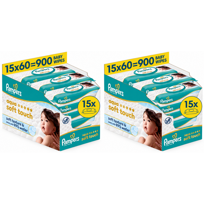 Pampers - Aqua Soft Touch Babydoekjes - 30 x 60 = 1800 Billendoekjes
