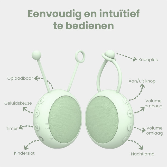 Dutsi - Snoozy Luna - White Noise Machine - 10 Geluiden - Timer - Nachtlampje - Calming Sage