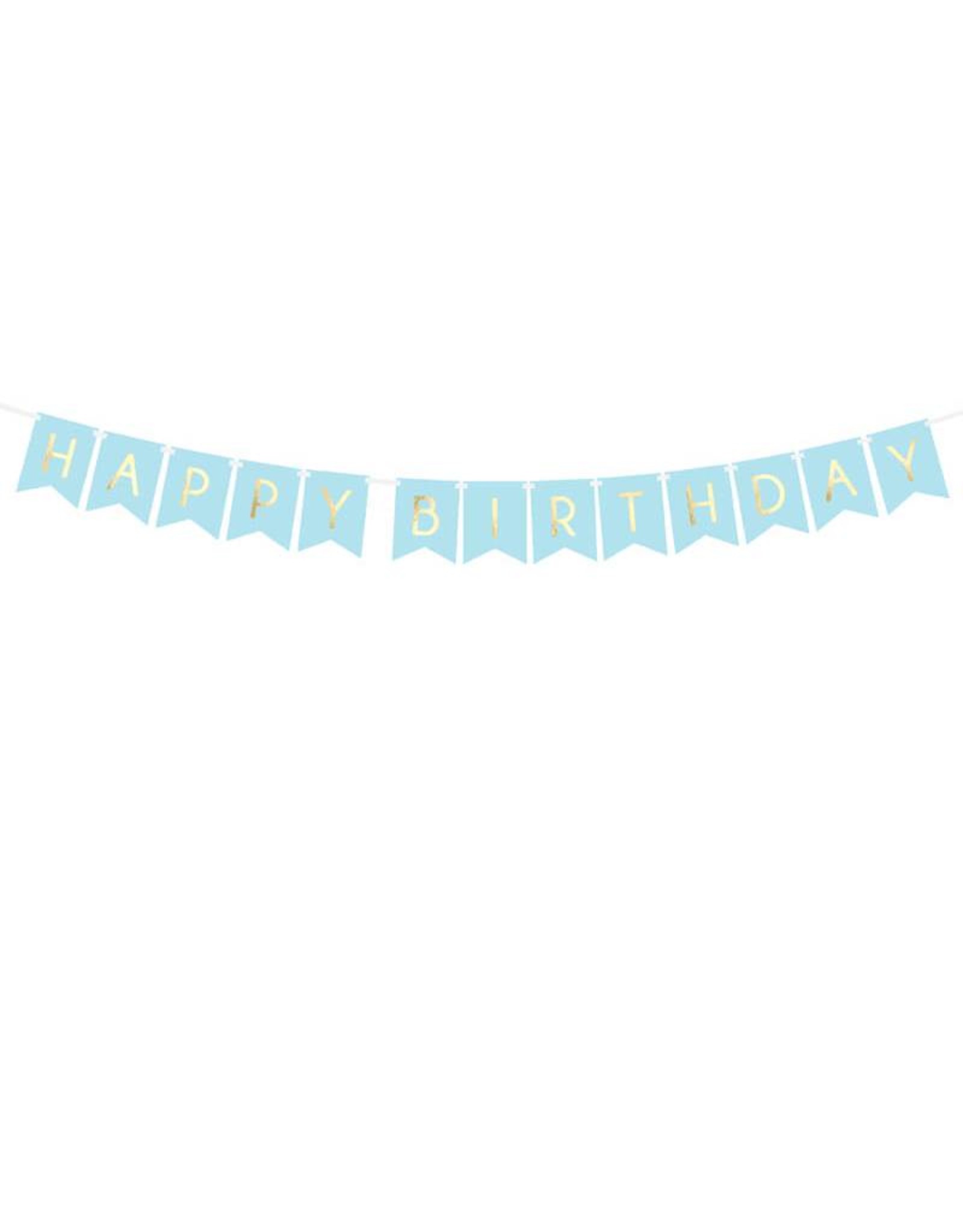 PartyDeco Blauwe slinger 'Happy birthday'