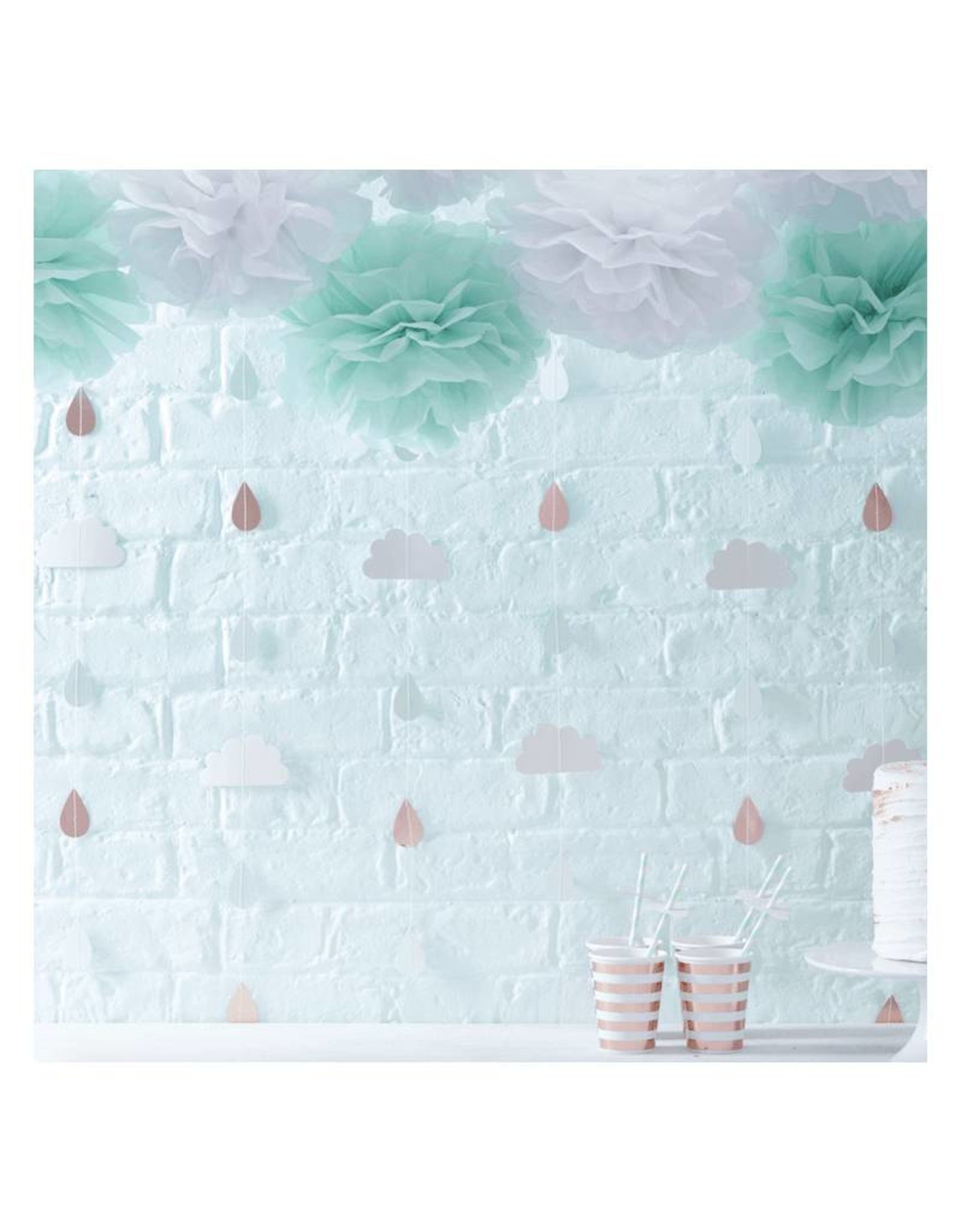 Ginger Ray Backdrop rosé goud, mint & wit | 6x 2 meter