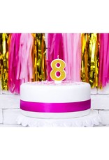 PartyDeco Verjaardagskaarsje goud & glitter | cijfer 8