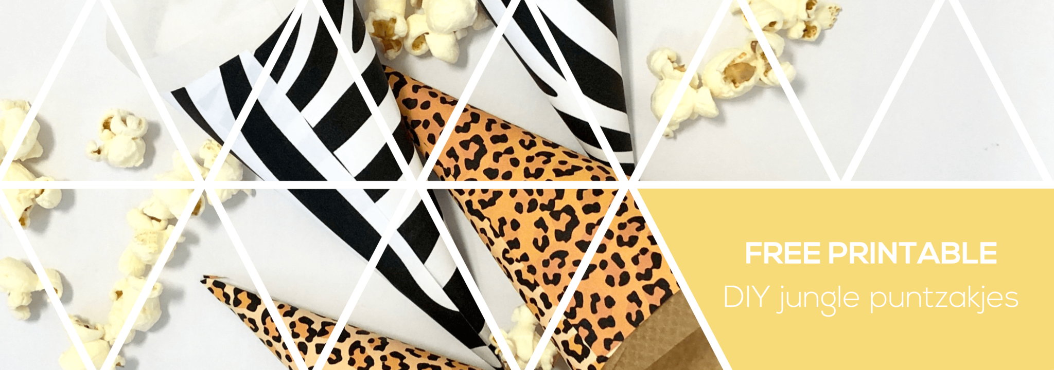 Jungle traktatie: free printable DIY puntzakjes in jungle style