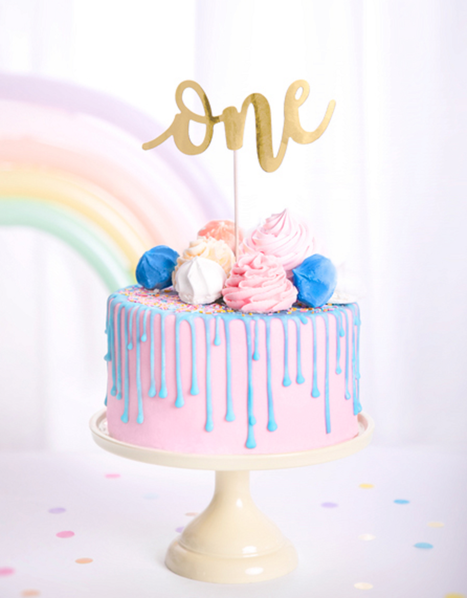 PartyDeco Taarttopper 'One' goud