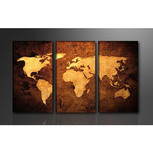 Karo-art Schilderij Wereldkaart (160x90cm)
