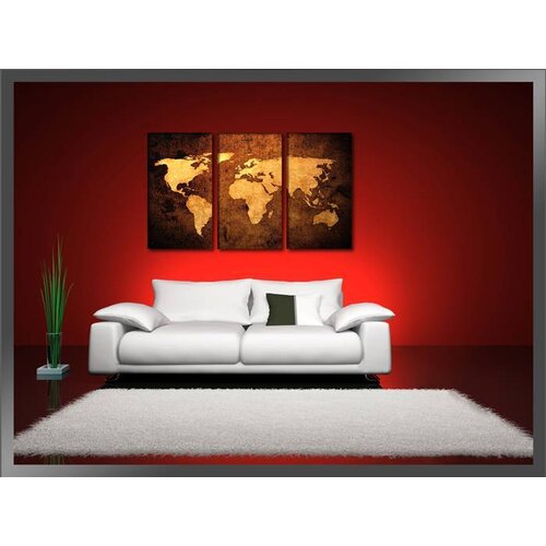 Karo-art Schilderij Wereldkaart (160x90cm)
