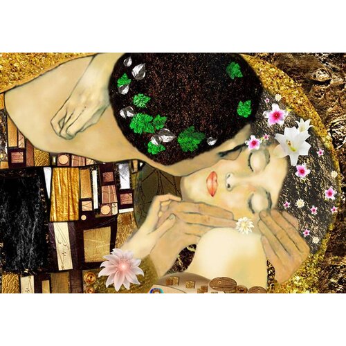 Schilderij - Klimt inspiratie - kus