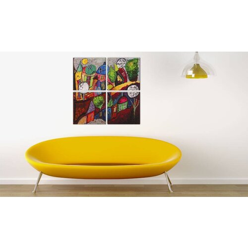 Schilderij - Kleurrijke stad