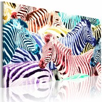Schilderij Zebra's in kleur
