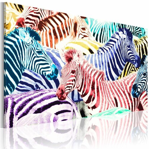 Schilderij Zebra's in kleur