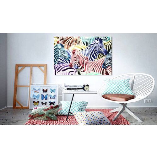 Schilderij Zebra's in kleur