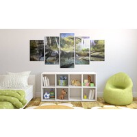 Schilderij Zwart paard voor waterval IV