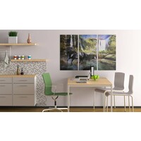 Schilderij Zwart paard voor waterval VI