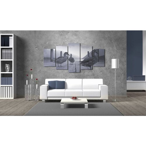 Schilderij Eenden op de pier