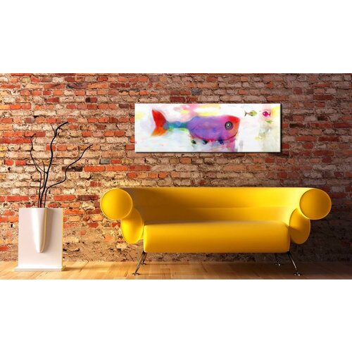 Schilderij Gekleurde Vis 120x40cm