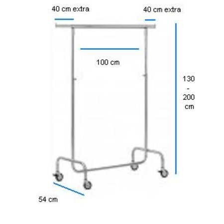 Kledingrek 100cm breed, verstelbaar in hoogte