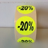  Etiket fluor geel 27mm -20%, 500/rol