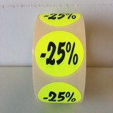  Etiket fluor geel 27mm -25%, 500/rol