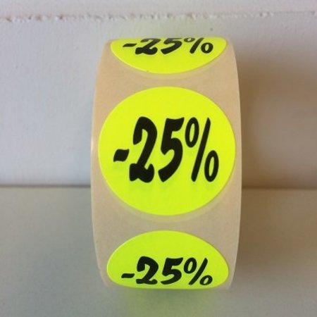 Etiket fluor geel 27mm -25%, 500/rol