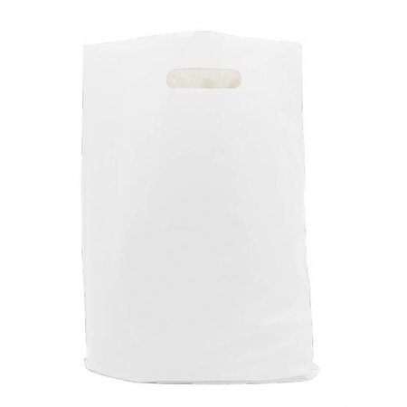500 x Plastic tas met uitgestanste handgreep 37 x 44 + 8 cm., Wit